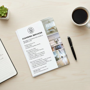 Modern Cleaning Services Photo Logo White Flyer