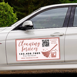 Modern Cleaning Services QR Code Business Car Magnet