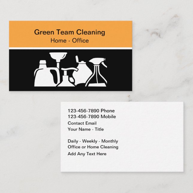 Modern Cleaning Services Unique Business Cards (Front/Back)