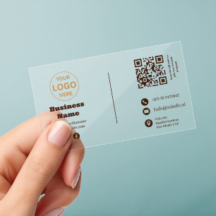 Modern Clear Business Card Icons QR Code Cards