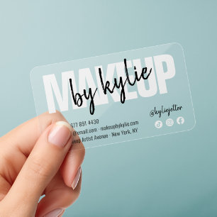 Modern Clear Makeup Artist Bold Signature Script Business Cards