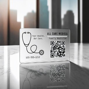 Modern Clear Transparent Family Medicine Business Cards