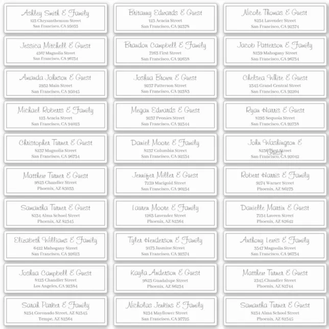 Modern Clear Wedding Guest Names Address Sticker | Zazzle