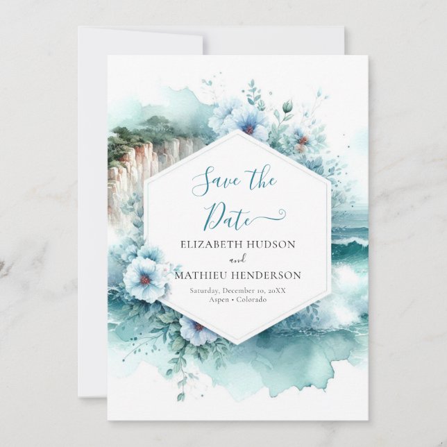 Modern Cliff Nautical Wedding Save The Date (Front)