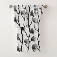Modern Climbing Vine Black White Grey Painterly