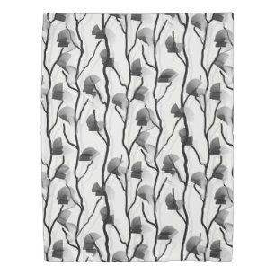 Modern Climbing Vine Black White Painterly Duvet Cover