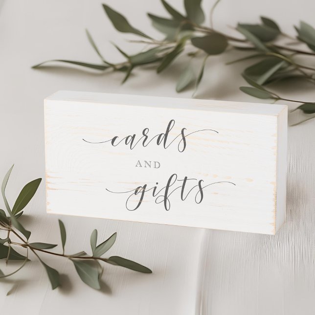 Modern Clligraphy Wedding Cards and Gifts Table Wooden Box Sign (Creator Uploaded)