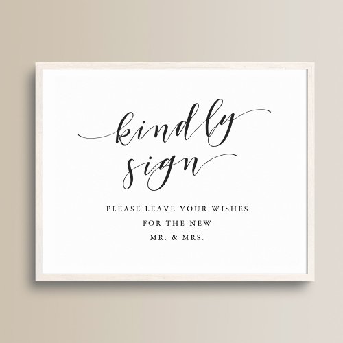 Modern Clligraphy Wedding Guest Book Kindly Sign