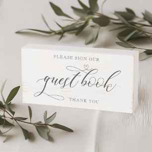 Modern Clligraphy Wedding Guestbook Table Wooden Box Sign