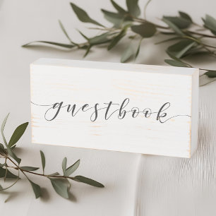 Modern Clligraphy Wedding Simple Guestbook Table Wooden Box Sign