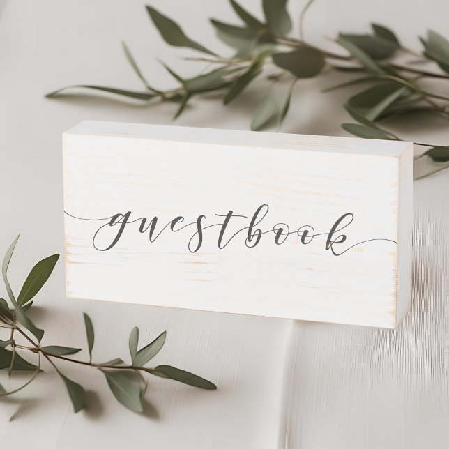 Modern Clligraphy Wedding Simple Guestbook Table Wooden Box Sign (Creator Uploaded)