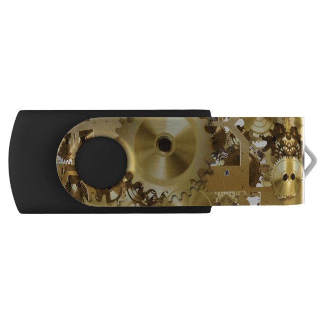 Modern Clock Engine USB Swivel Flash Drive (Front)