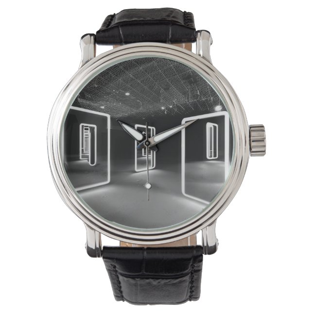 Modern clock with mirrors. watch (Front)