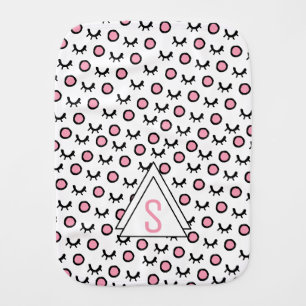 Modern Closed Eyes Dot Geometric Triangle Monogram Baby Burp Cloth