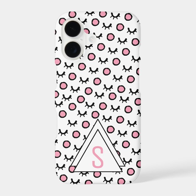Modern Closed Eyes Dot Geometric Triangle Monogram Iphone Case (Back)