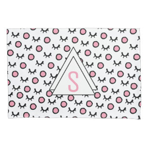 Modern Closed Eyes Dot Geometric Triangle Monogram Pillow Case