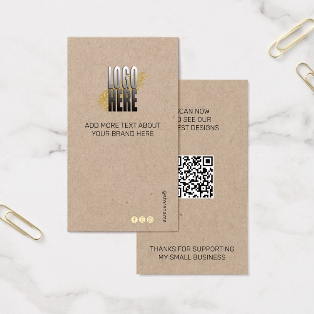 Modern Clothing Logo QR Code Kraft Display Tag (Office)