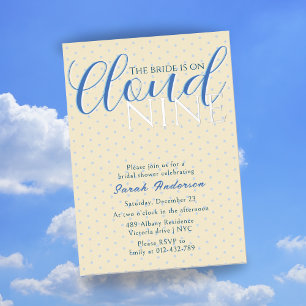 Modern Cloud 9 Bridal Shower Blue Foil Invitation