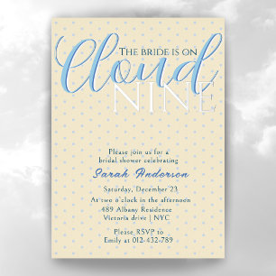 Modern Cloud 9 Bridal Shower Blue Pattern Foil Invitation