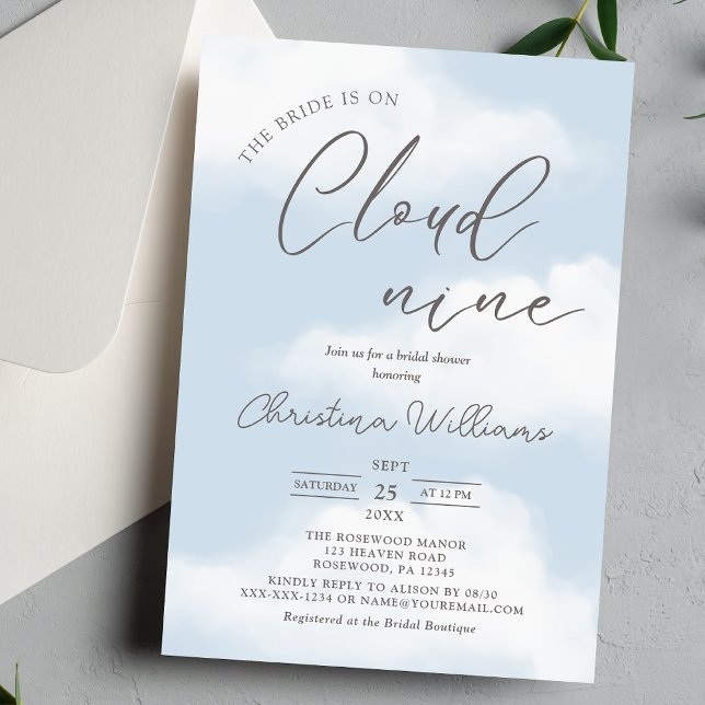 Modern Cloud 9 Bridal Shower Invitation (Creator Uploaded)