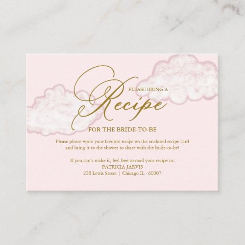 Modern Cloud Bridal Shower Recipe Request Enclosure Card