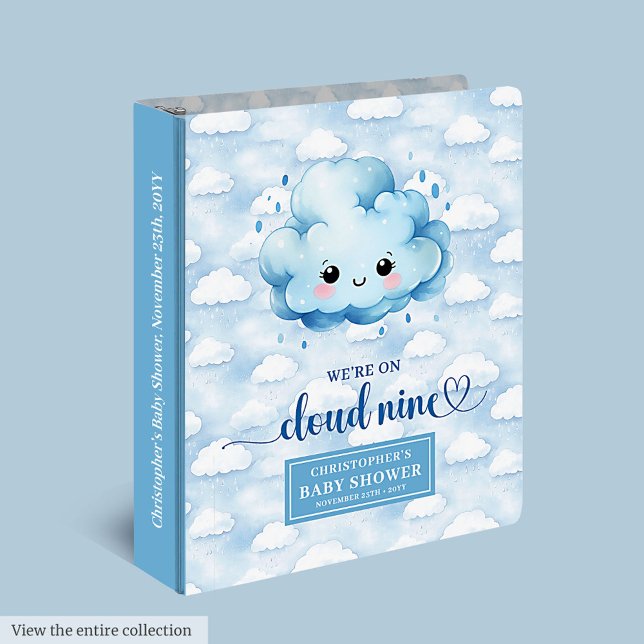 Modern Cloud Nine Baby Boy Photo Album Custom Name 3 Ring Binder (Modern Cloud Nine Baby Boy Photo Album Custom Name 3 ring binder )