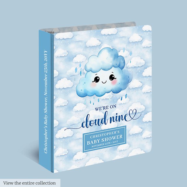 Modern Cloud Nine Baby Shower Binder Personalized  (Modern Cloud Nine Baby Shower Binder Personalized Keepsake)