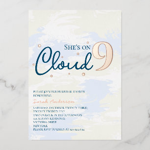 Modern Cloud Nine Bridal Shower Rose Gold Foil Invitation