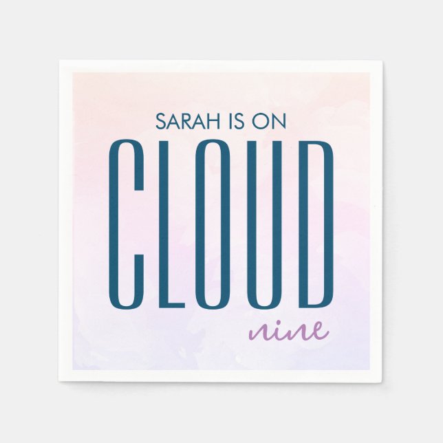 Modern Cloud Nine Pastel Rainbow Bridal Shower Napkins (Front)