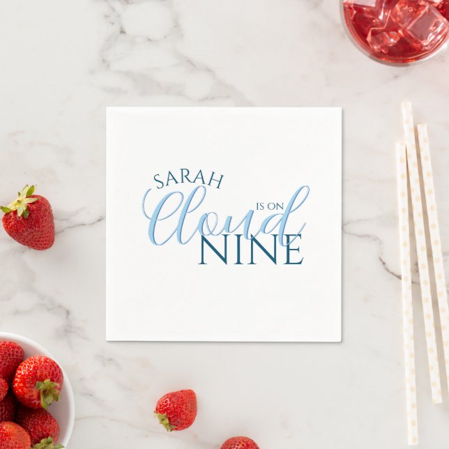Modern Cloud nine simple script bridal shower Napkins (Insitu)
