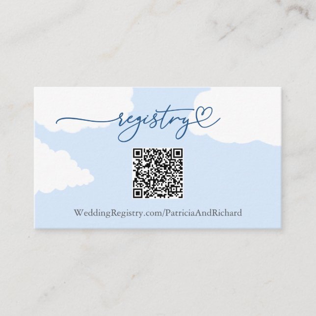 Modern Cloud QR Code Registry Enclosure Card (Front)