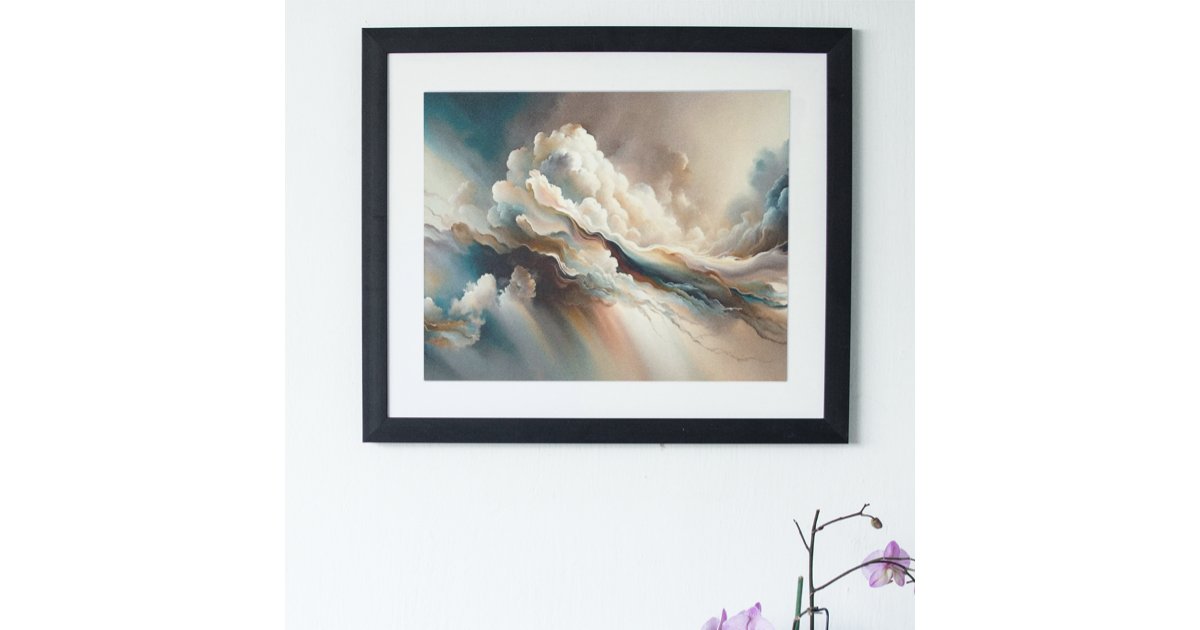 Modern Clouds Abstract Art Painting Poster | Zazzle