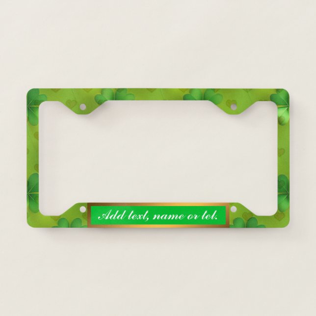 Modern Clover 4 Lists Green Collection License Plate Frame (Front)