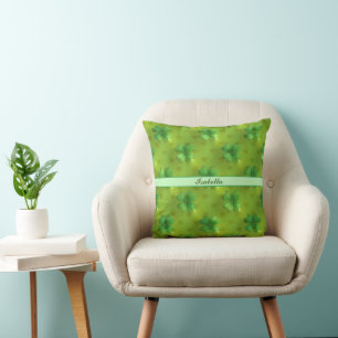 Modern Clover 4 Lists Green Collection Throw Pillow