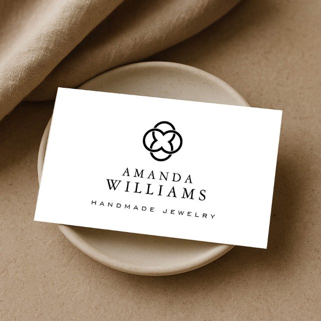 Modern Clover Logo Luxury Boutique  Business Card (Creator Uploaded)