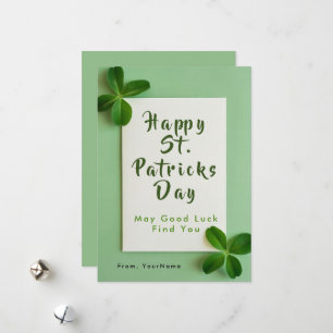 Modern clover St. Patricks Day Good Luck Card