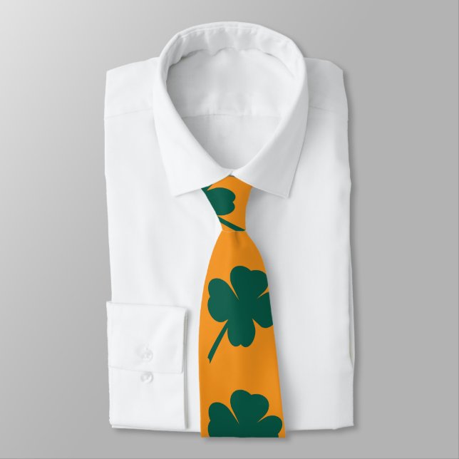 Modern Clover St Patricks Day  Neck Tie (Tied)