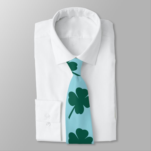 Modern Clover St Patricks Day  Neck Tie (Tied)