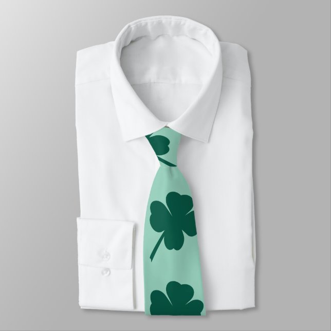 Modern Clover St Patricks Day  Neck Tie (Tied)