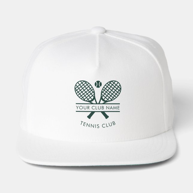 Modern Club Name Green Tennis Rackets Icon Snap Back Hat (Front)