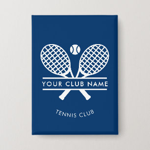 Modern Club Name Tennis Team Blue Custom Button