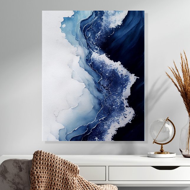 Modern Coastal Abstract Ocean Wave Acrylic Photo Tile (Creator Uploaded)