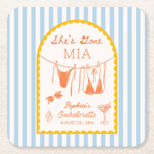 Modern Coastal Bachelorette Party Paper Coasters
