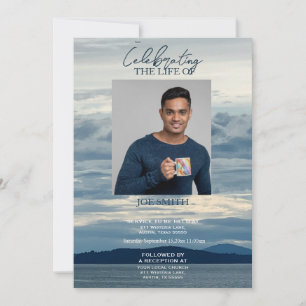 Modern coastal beach funeral memorial service invitation