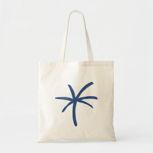 Modern Coastal Blue Painted Palm Tree Tote Bag