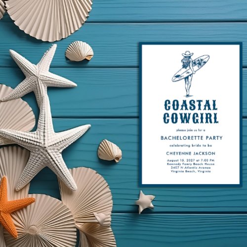 Modern Coastal Cowgirl Bachelorette Party Invitation