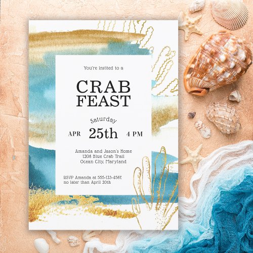 Modern Coastal Crab Feast Party Invitation