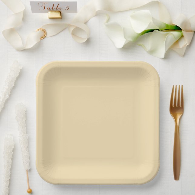 Modern coastal cream solid paper plates (Wedding)