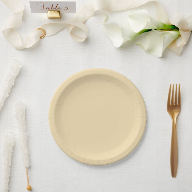 Modern coastal cream solid paper plates (Wedding)