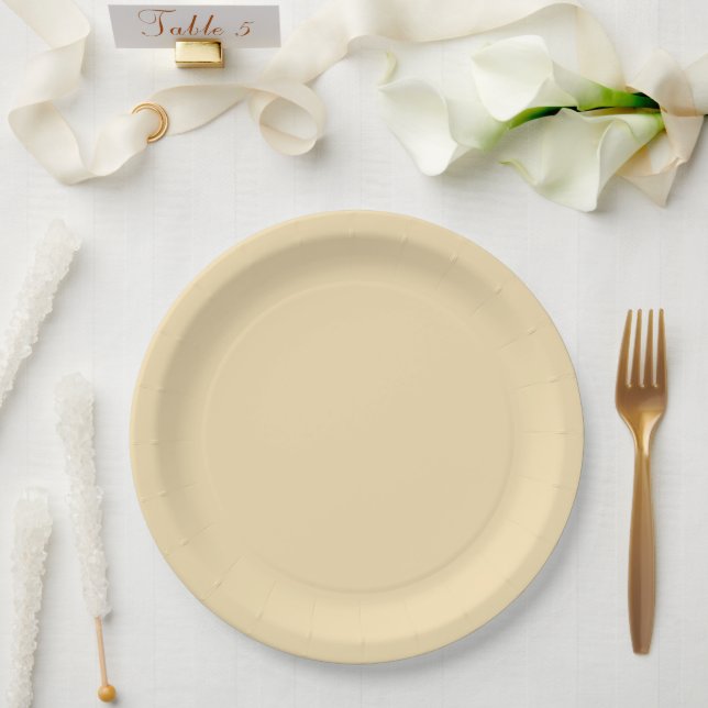Modern coastal cream solid paper plates (Wedding)